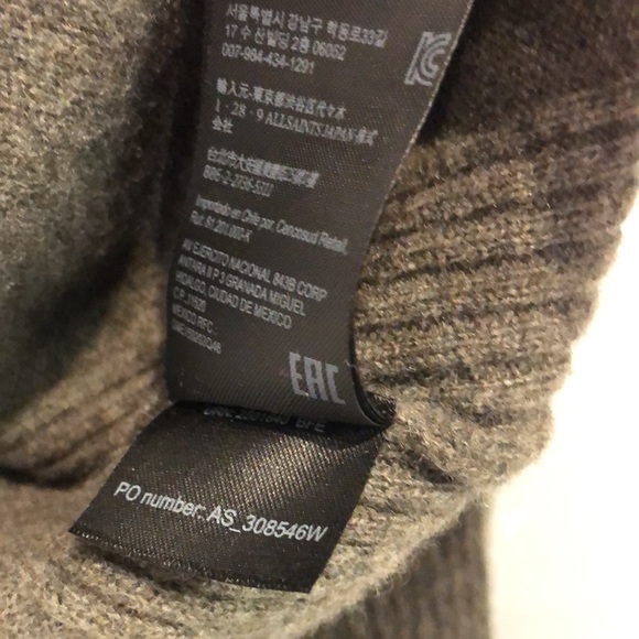 AllSaints Tara Military Green Cashmere Blend Sweater - Picture 12 of 12
